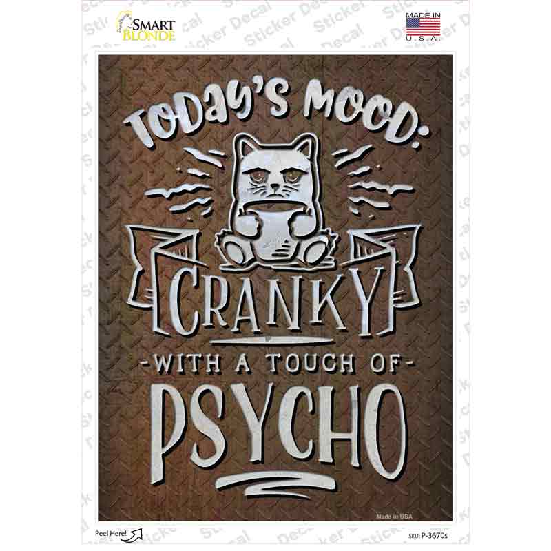 P-3670s-M Touch of Psycho Novelty Rectangle Sticker Decal - Medium