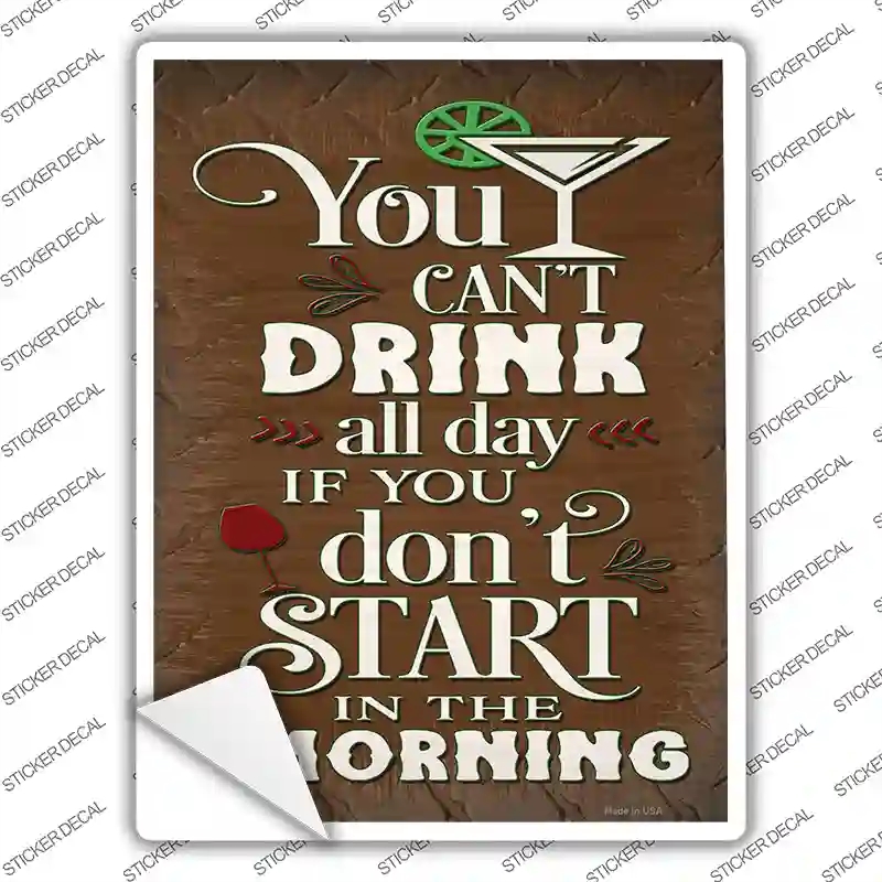 P-3716s-S Start in the Morning Novelty Rectangle Sticker Decal - Small
