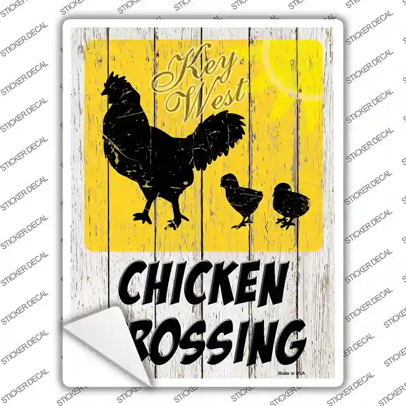 P-3772s-S Chicken Crossing Key West Novelty Rectangle Sticker Decal - Small