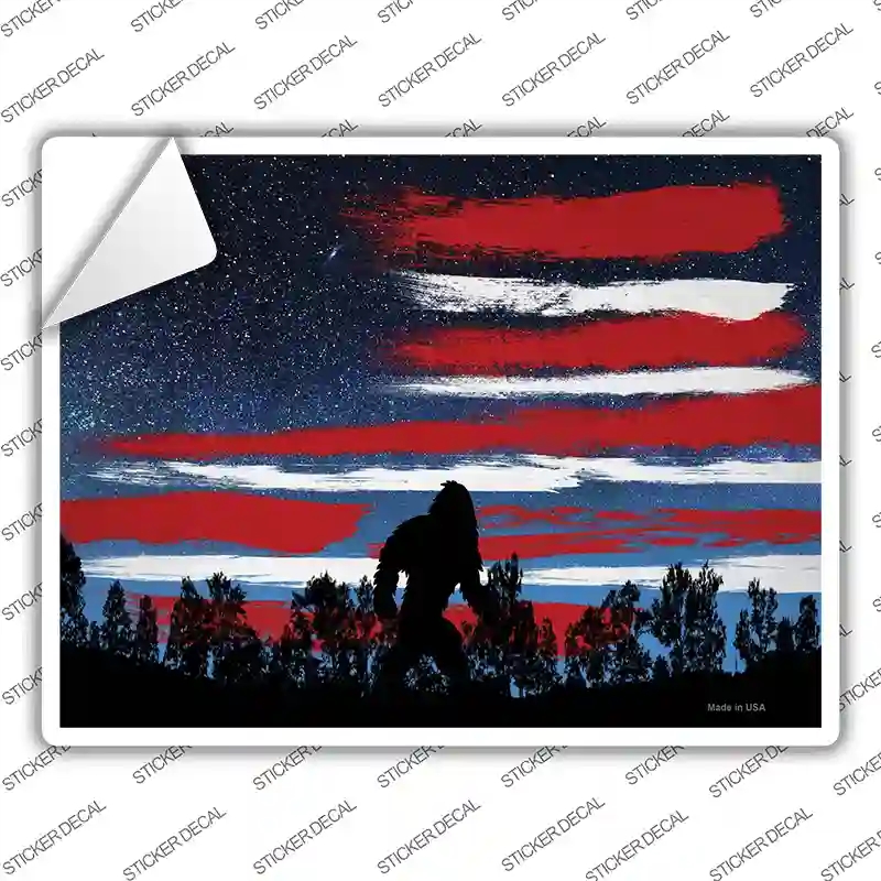 P-4046s-L Bigfoot American Flag Novelty Rectangle Sticker Decal - Large