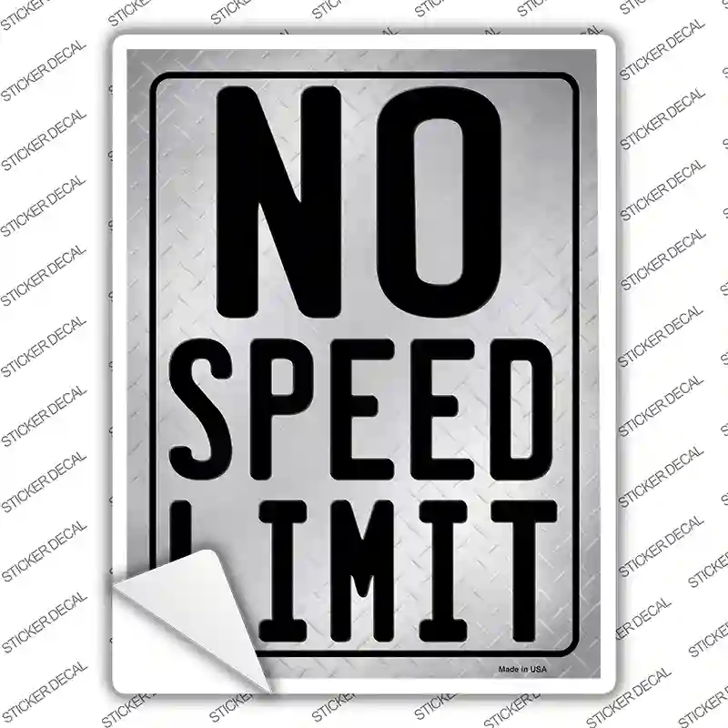 P-4067s-L No Speed Limit Novelty Rectangle Sticker Decal - Large