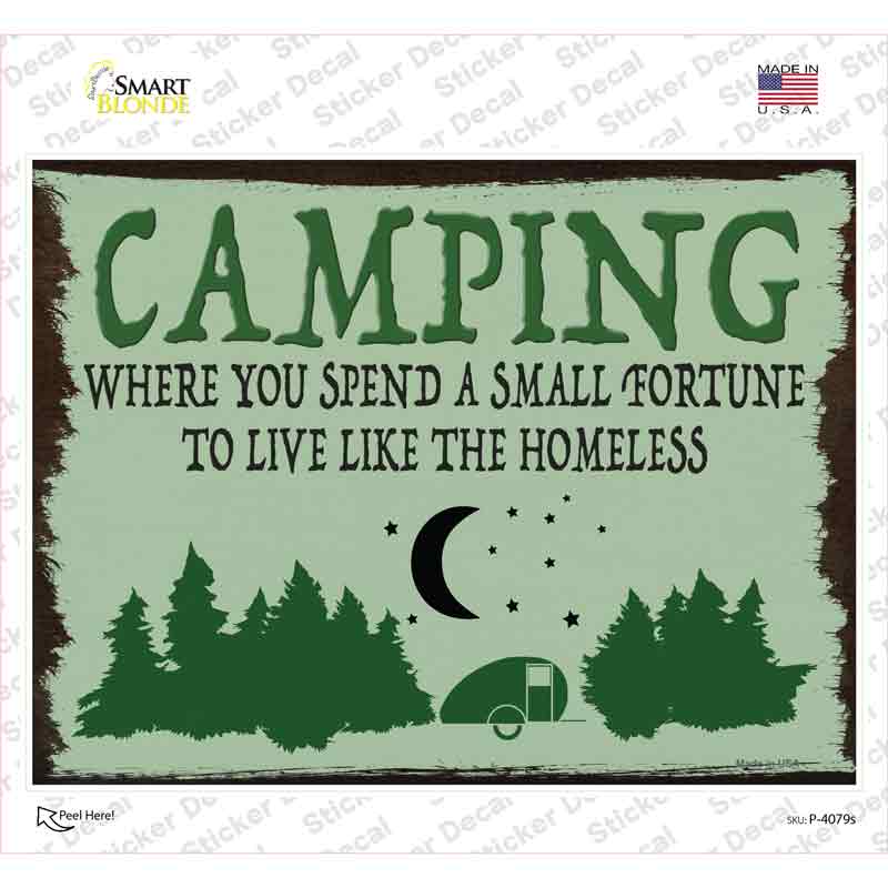 P-4079s-M Camping Forest Novelty Rectangle Sticker Decal - Medium