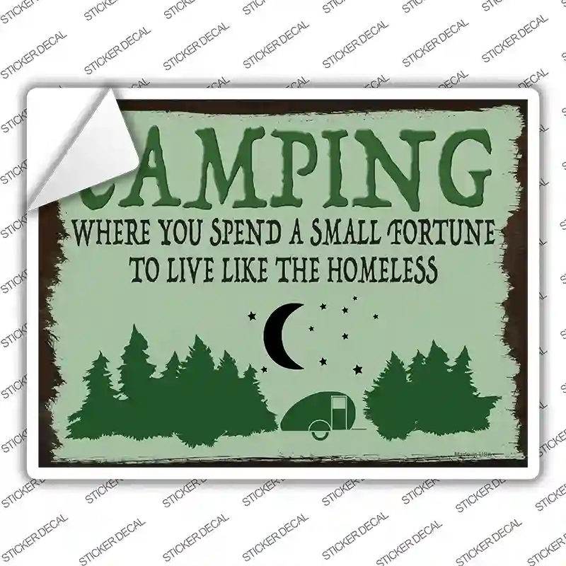 P-4079s-S Camping Forest Novelty Rectangle Sticker Decal - Small