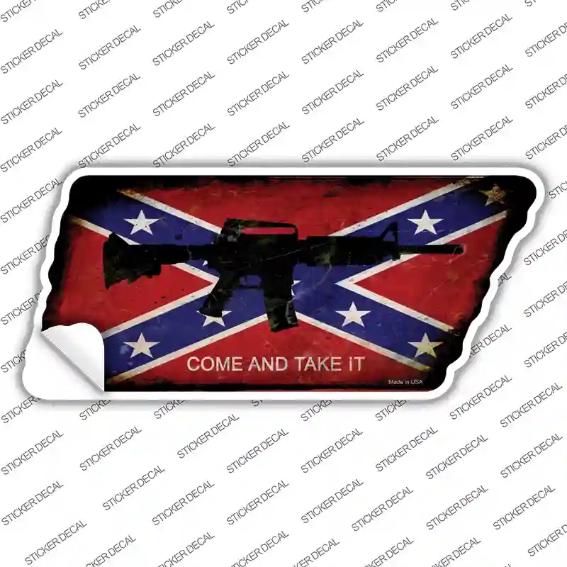 TN-190s-L Come & Take It Novelty Rusty Tennessee Shape Sticker Decal - Large