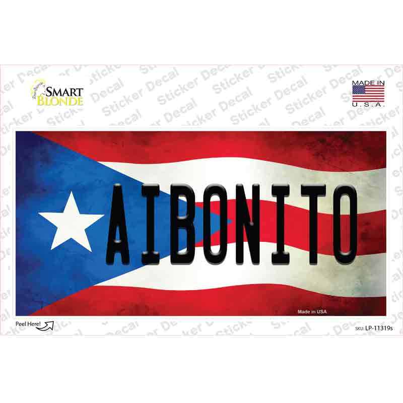 LP-11319s-M Aibonito Puerto Rico Flag Novelty Sticker Decal - Medium