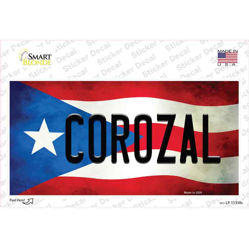LP-11338s-M Corozal Puerto Rico Flag Novelty Sticker Decal - Medium
