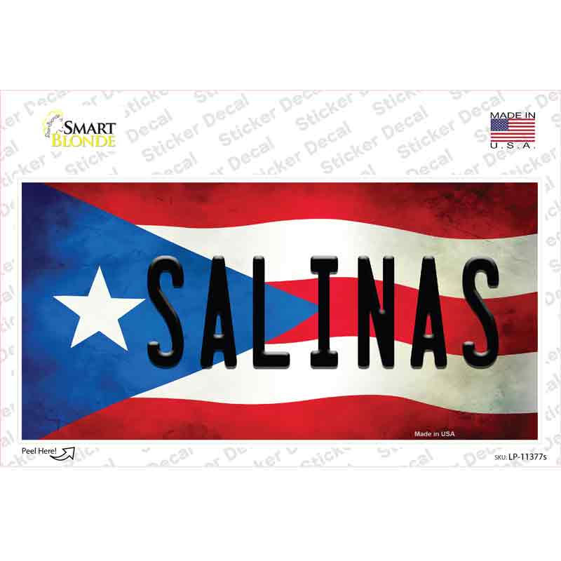 LP-11377s-M Salinas Puerto Rico Flag Novelty Sticker Decal - Medium