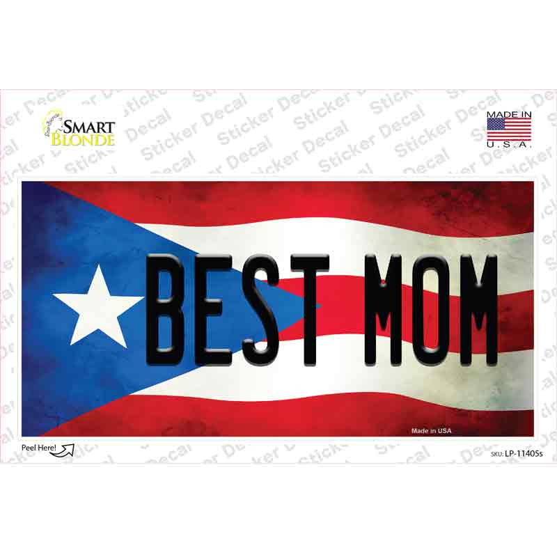 LP-11405s-M Best Mom Puerto Rico Flag Novelty Sticker Decal - Medium