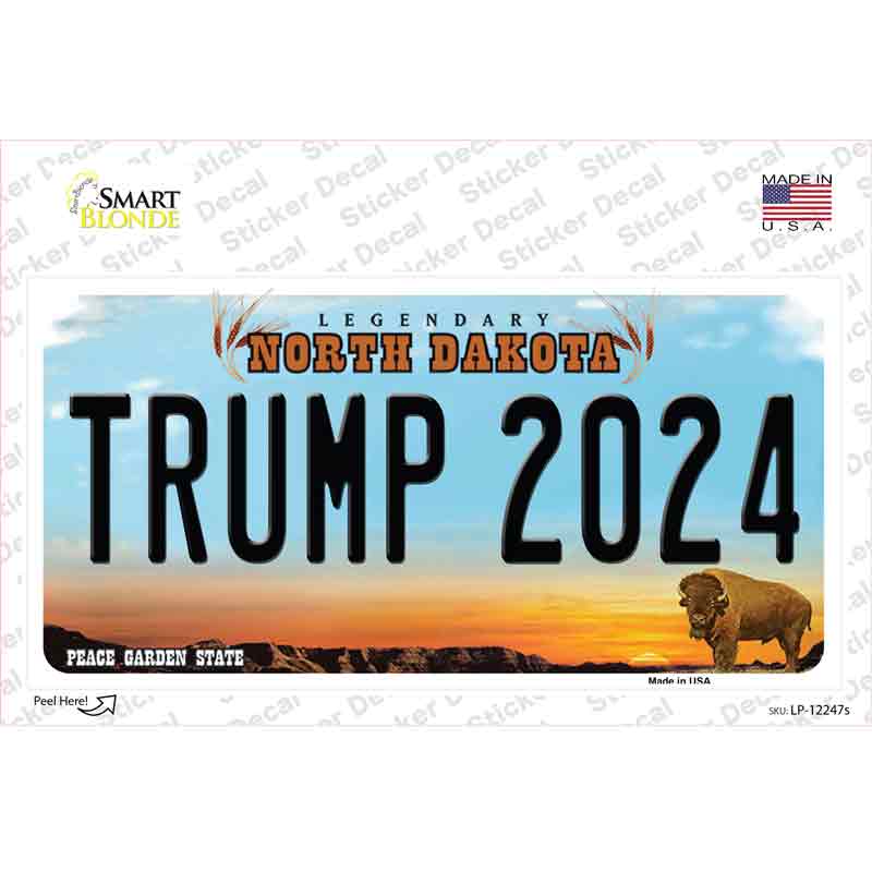 LP-12247s-M Trump 2024 North Dakota Novelty Sticker Decal - Medium