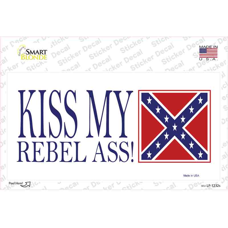 LP-1232s-M Kiss My Rebel Ass Novelty Sticker Decal - Medium