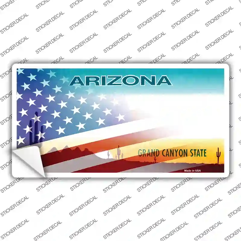 LP-12331s-S Arizona with American Flag Novelty Sticker Decal - Small
