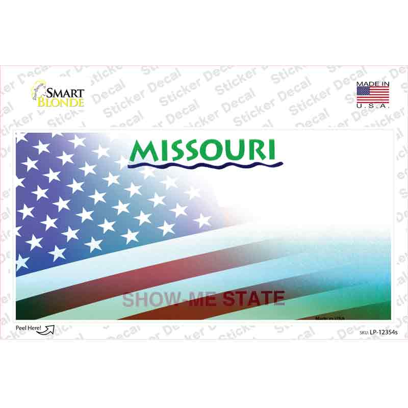 LP-12354s-M Missouri with American Flag Novelty Sticker Decal - Medium