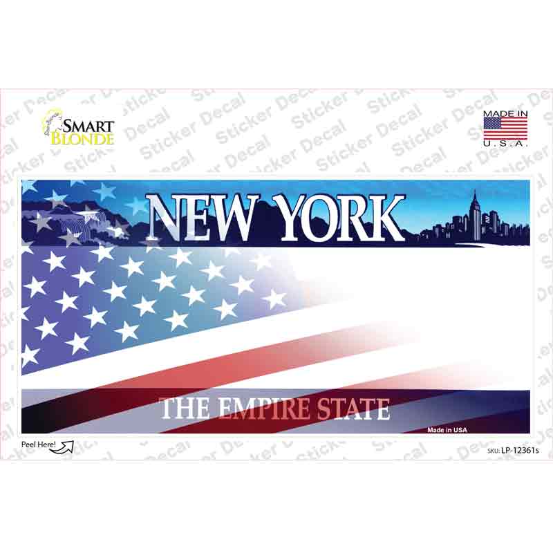LP-12361s-M   York with American Flag Novelty Sticker Decal - Medium