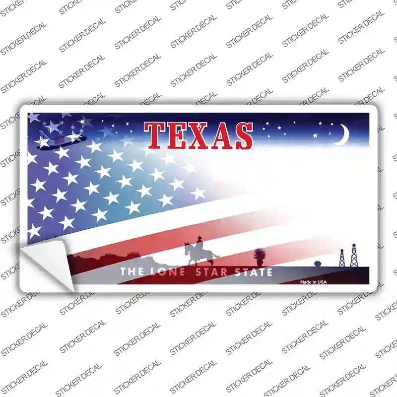 LP-12372s-L Texas with American Flag Novelty Sticker Decal - Large