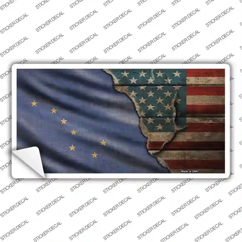 LP-12381s-S Alaska & American Flag Novelty Sticker Decal - Small