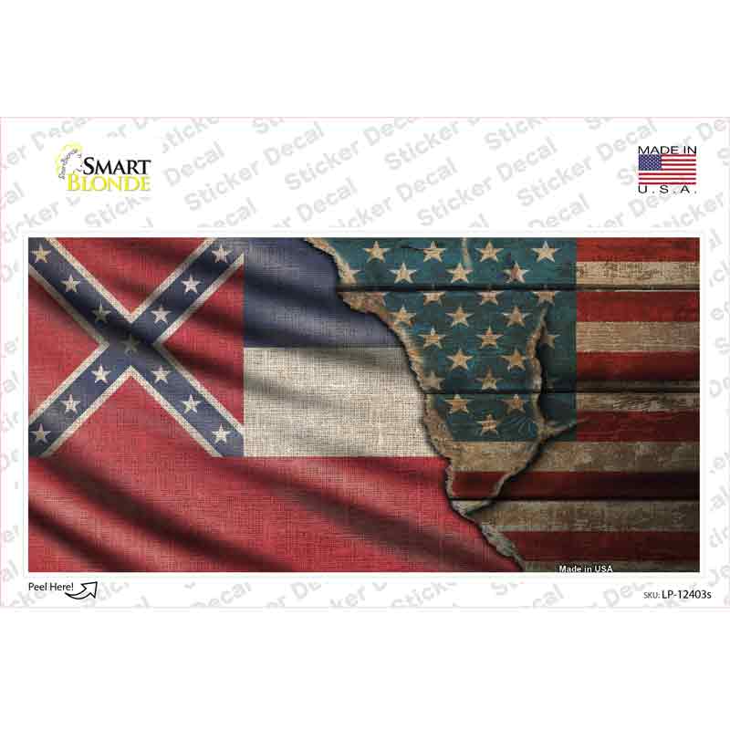 LP-12403s-M Mississippi & American Flag Novelty Sticker Decal - Medium