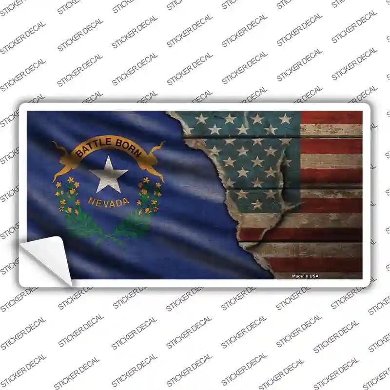 LP-12407s-L Nevada & American Flag Novelty Sticker Decal - Large