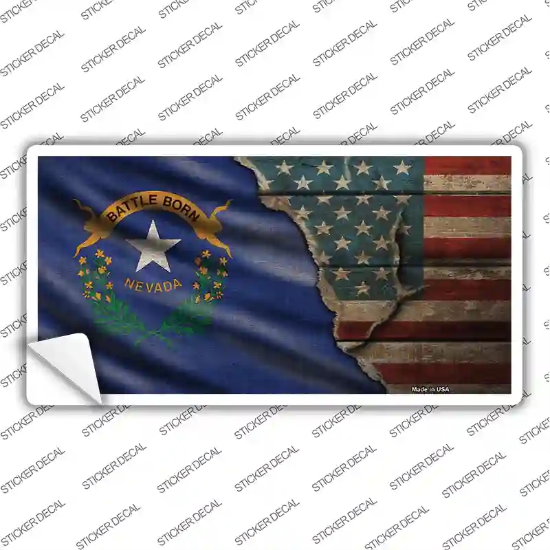 LP-12407s-XL Nevada & American Flag Novelty Sticker Decal - Extra Large