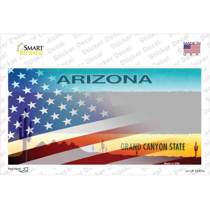 LP-12431s-M Arizona American Flag Novelty Sticker Decal - Medium
