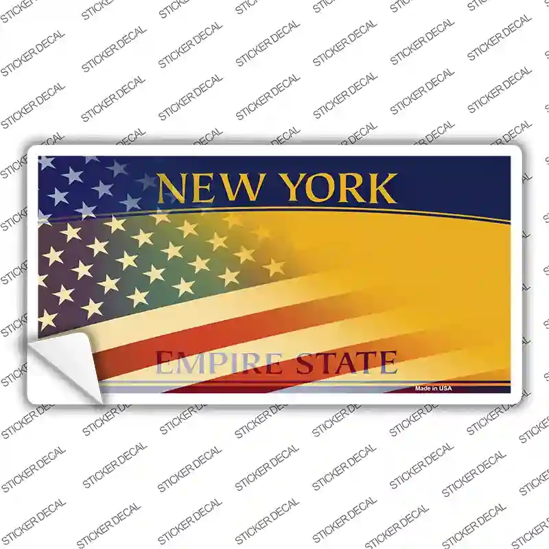 LP-12441s-XL   York Half American Flag Novelty Sticker Decal - Extra Large