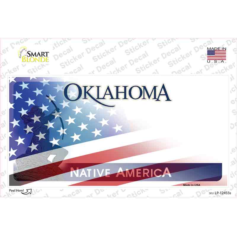 LP-12455s-M Oklahoma Half American Flag Novelty Sticker Decal - Medium
