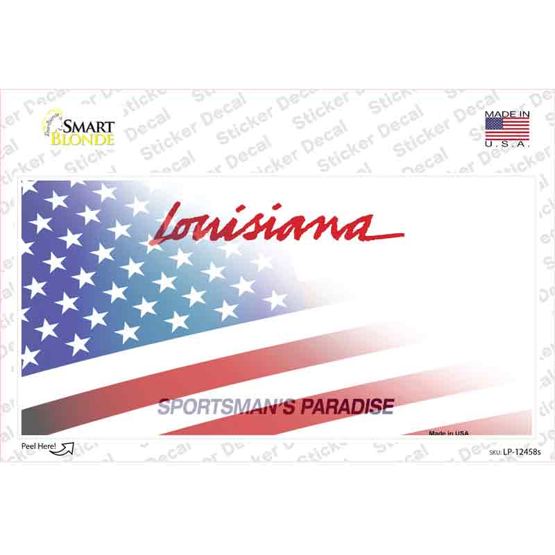 LP-12458s-M Louisiana American Flag Novelty Sticker Decal - Medium