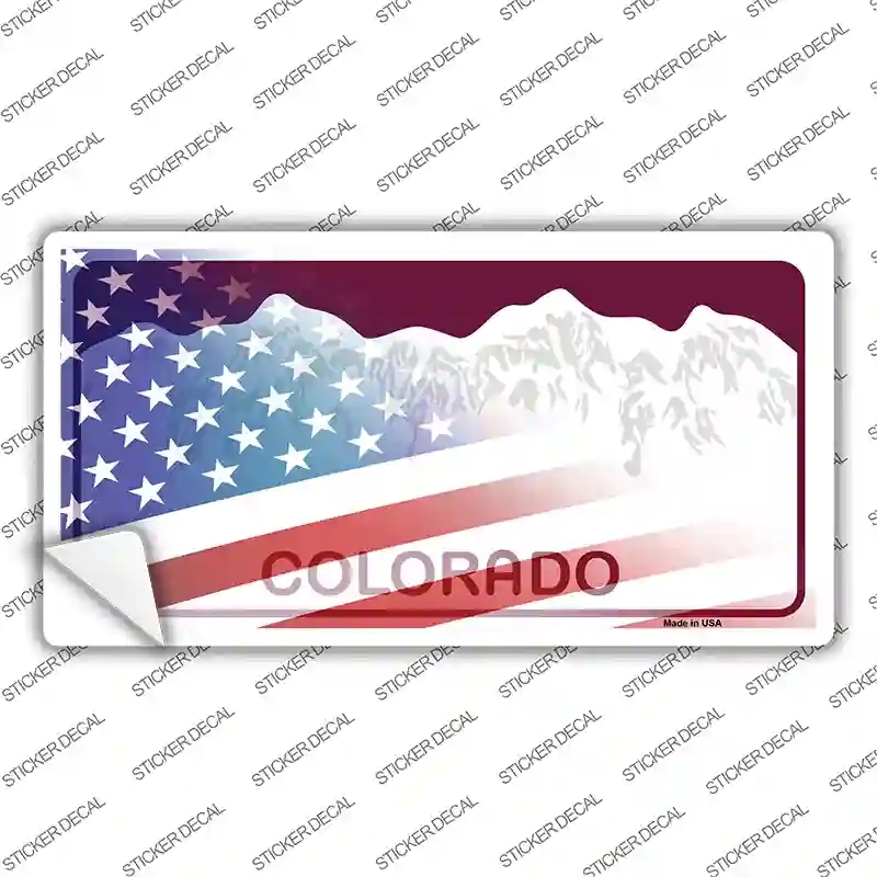 LP-12462s-S Colorado Half American Flag Novelty Sticker Decal - Small
