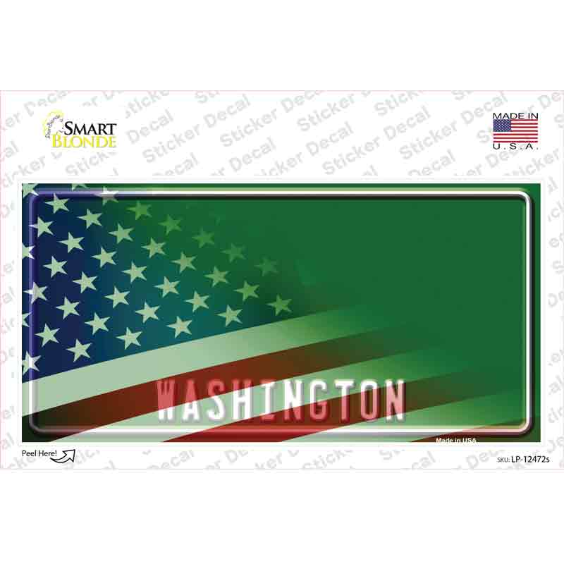 LP-12472s-M Washington Half American Flag Novelty Sticker Decal - Medium