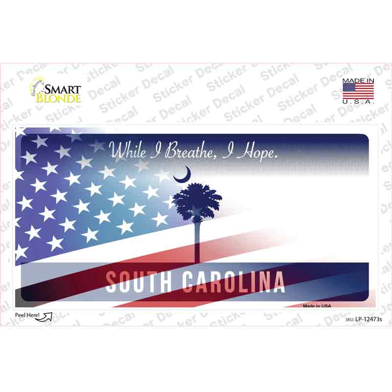 LP-12473s-M South Carolina Half American Flag Novelty Sticker Decal - Medium