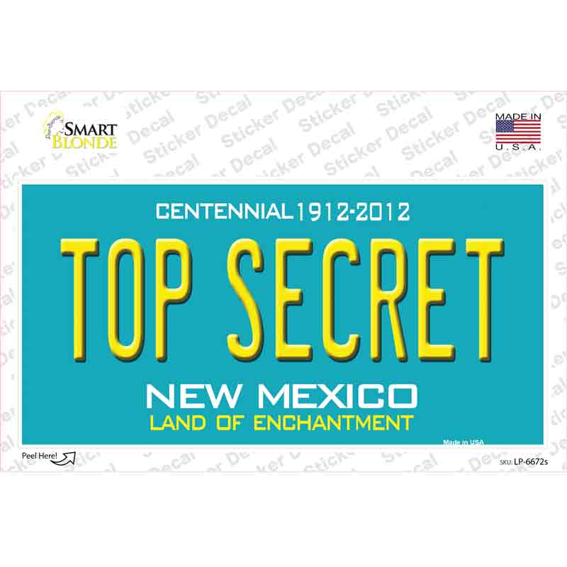 LP-6672s-M Top Secret   Mexico Novelty Sticker Decal - Medium