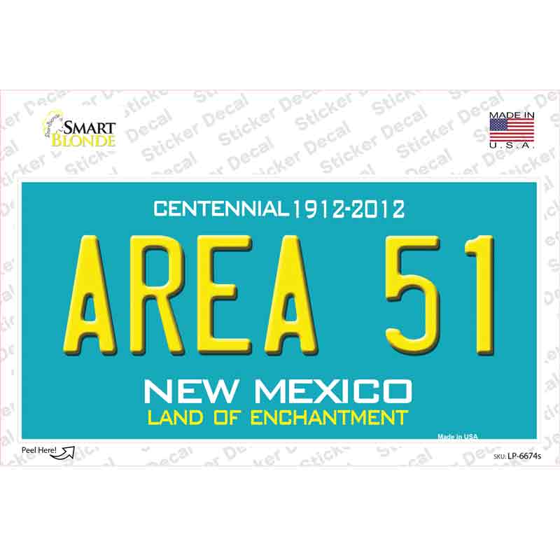 LP-6674s-M Area 51   Mexico Novelty Sticker Decal - Medium