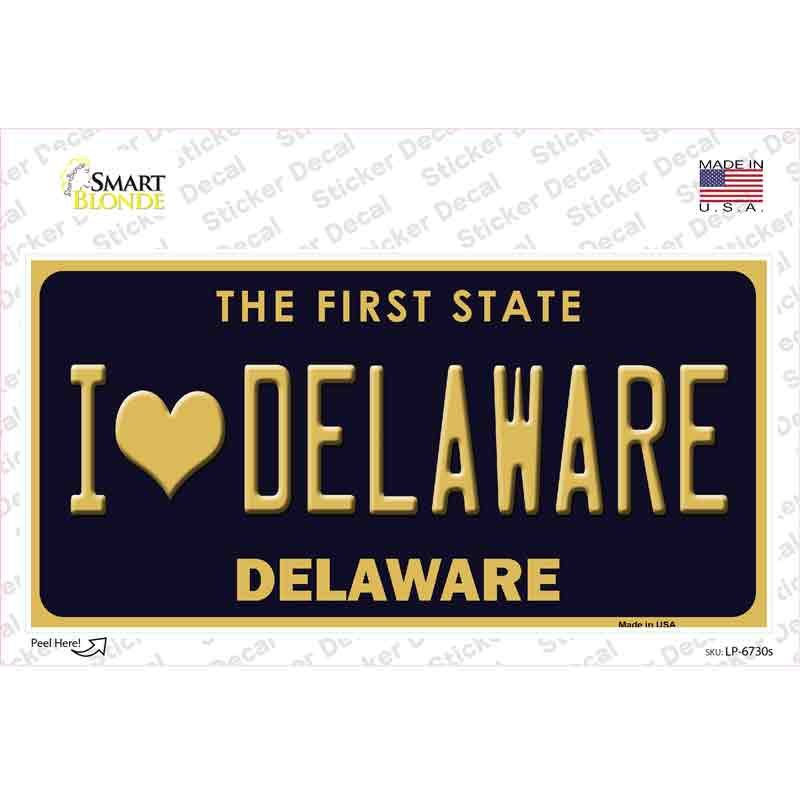 LP-6730s-M I Love Delaware Novelty Sticker Decal - Medium