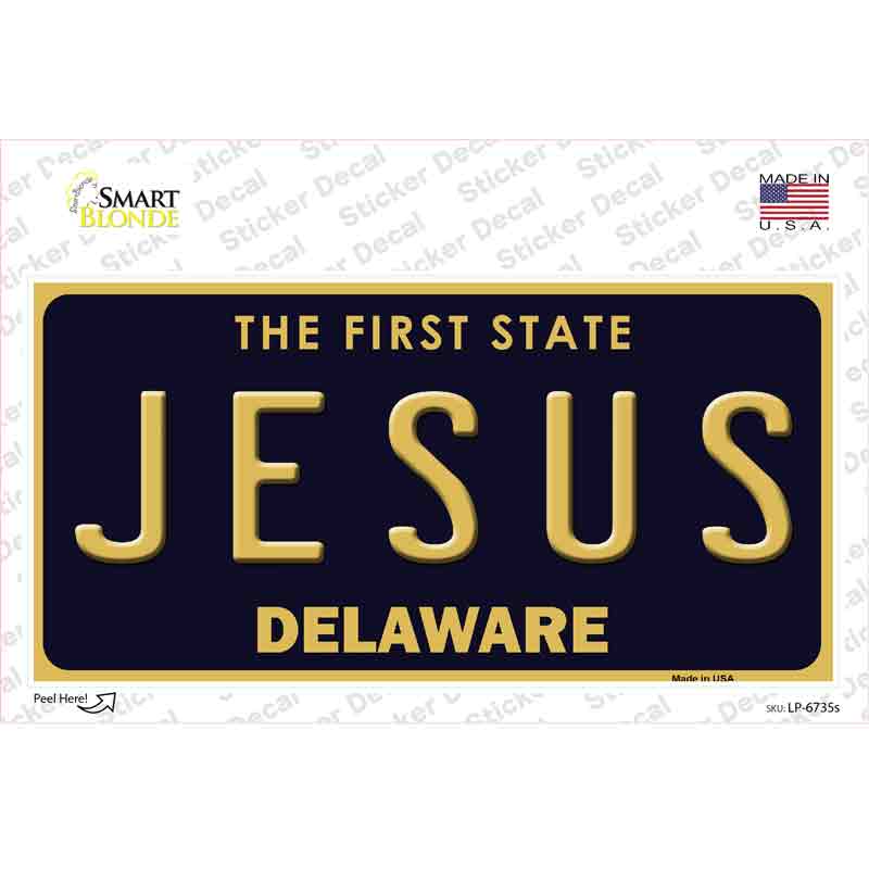 LP-6735s-M Jesus Delaware Novelty Sticker Decal - Medium