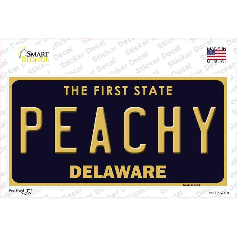 LP-6740s-M Peachy Delaware Novelty Sticker Decal - Medium