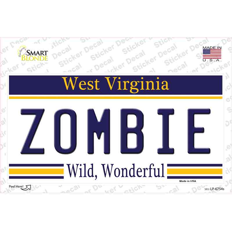 LP-6754s-M Zombie West Virginia Novelty Sticker Decal - Medium