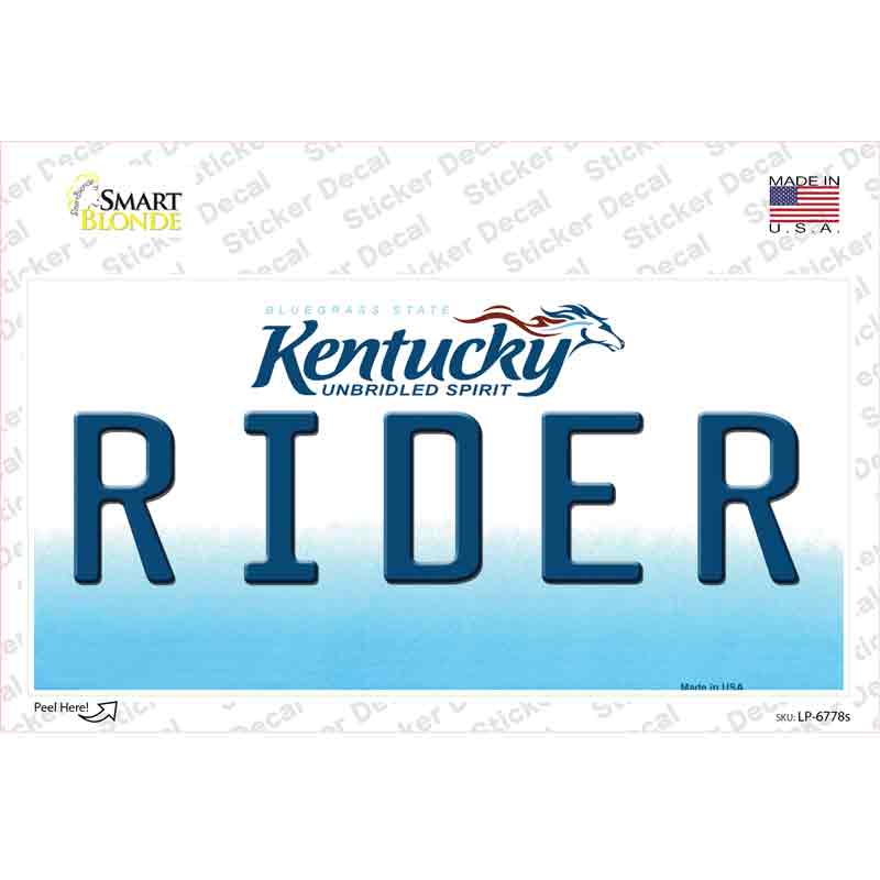 LP-6778s-M Rider Kentucky Novelty Sticker Decal - Medium