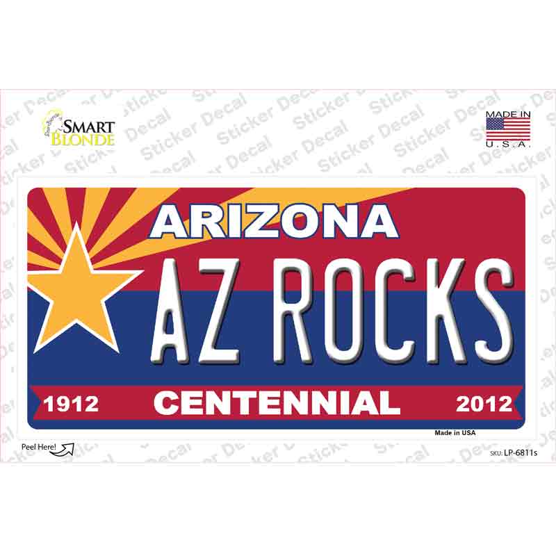 LP-6811s-M Arizona Centennial Az Rocks Novelty Sticker Decal - Medium