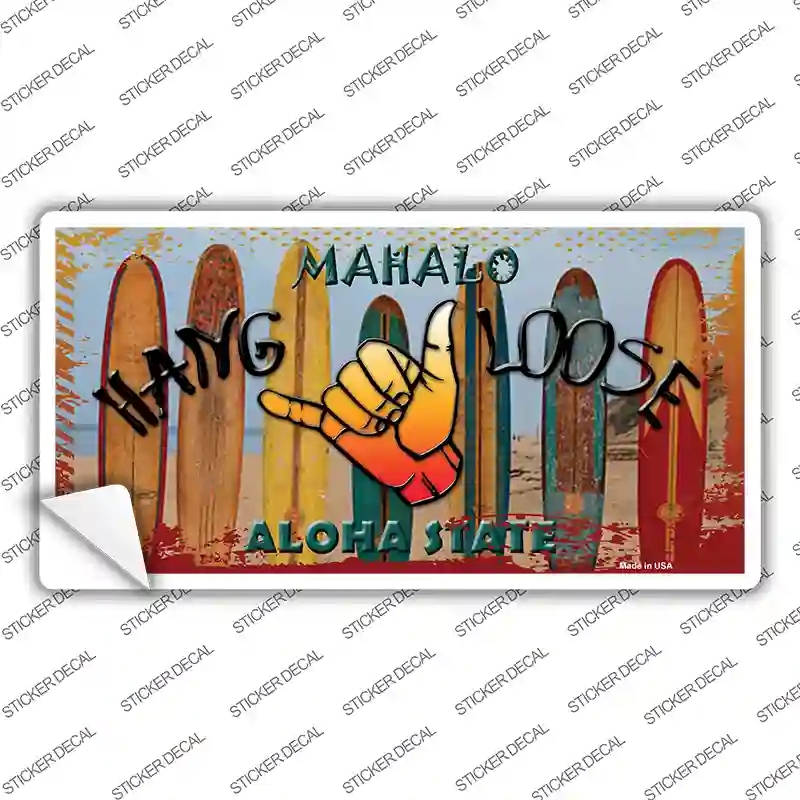 LP-7832s-XL Hang Loose Surfboards Hawaii State Novelty Sticker Decal - Extra Large