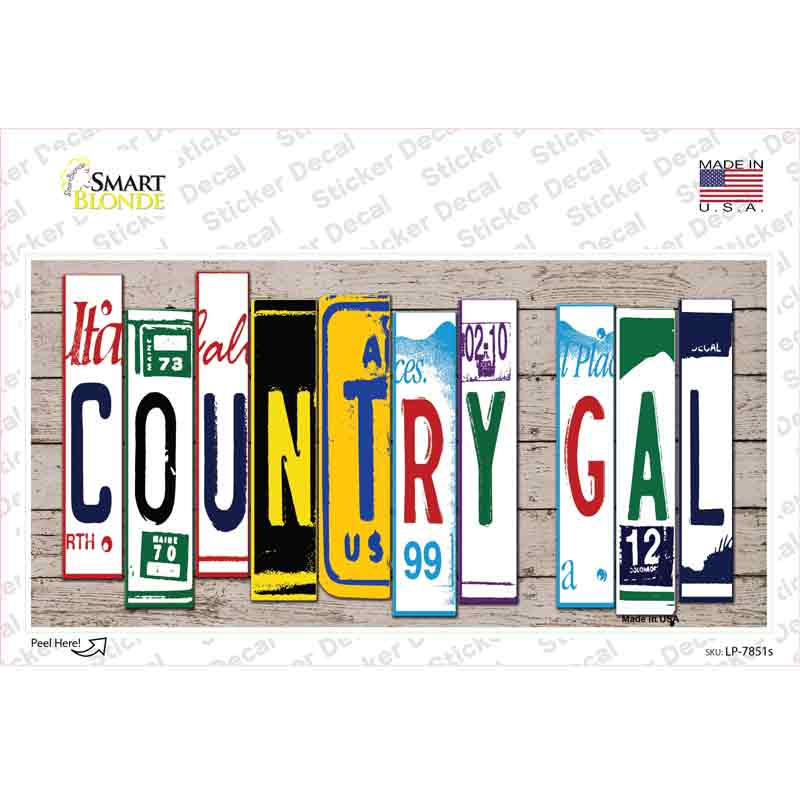 LP-7851s-M Country Gal Art Novelty Sticker Decal - Medium