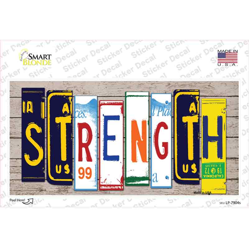 LP-7904s-M Strength Wood Art Novelty Sticker Decal - Medium