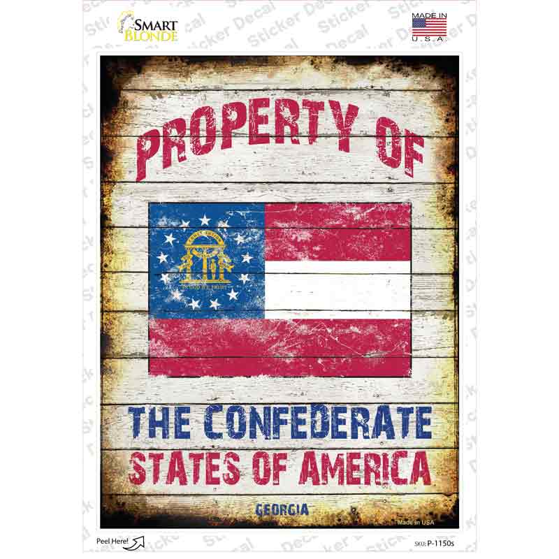 P-1150s-M Property of Georgia Novelty Rectangle Sticker Decal - Medium