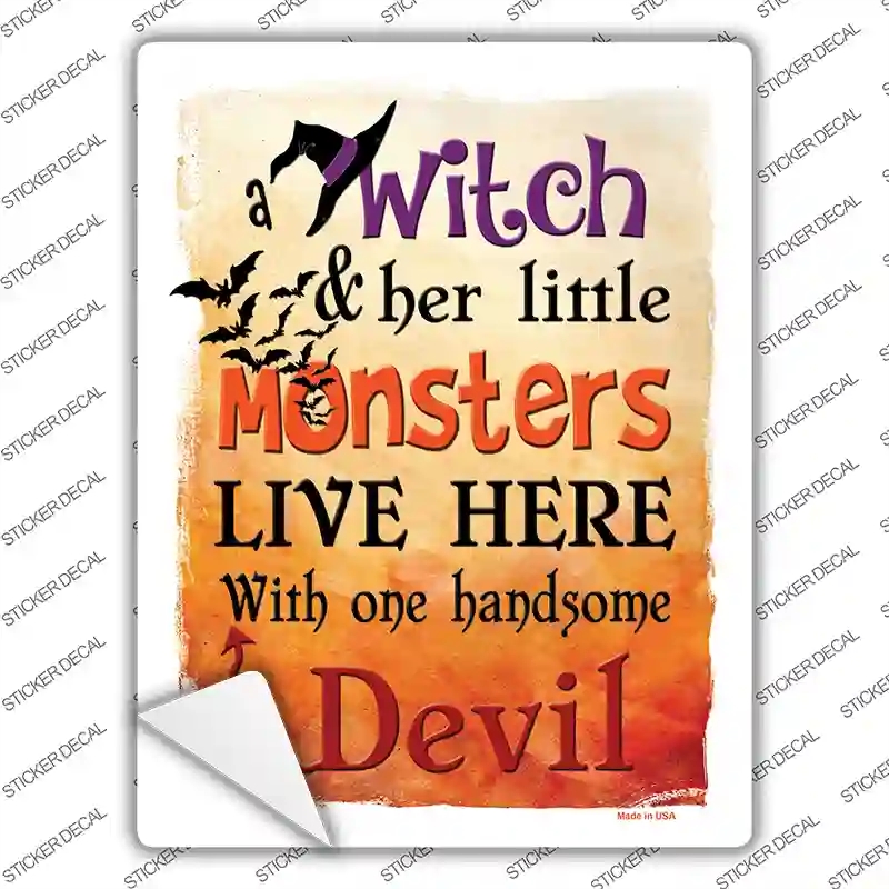 P-1164s-XL Witch Monsters Devil Novelty Rectangle Sticker Decal - Extra Large