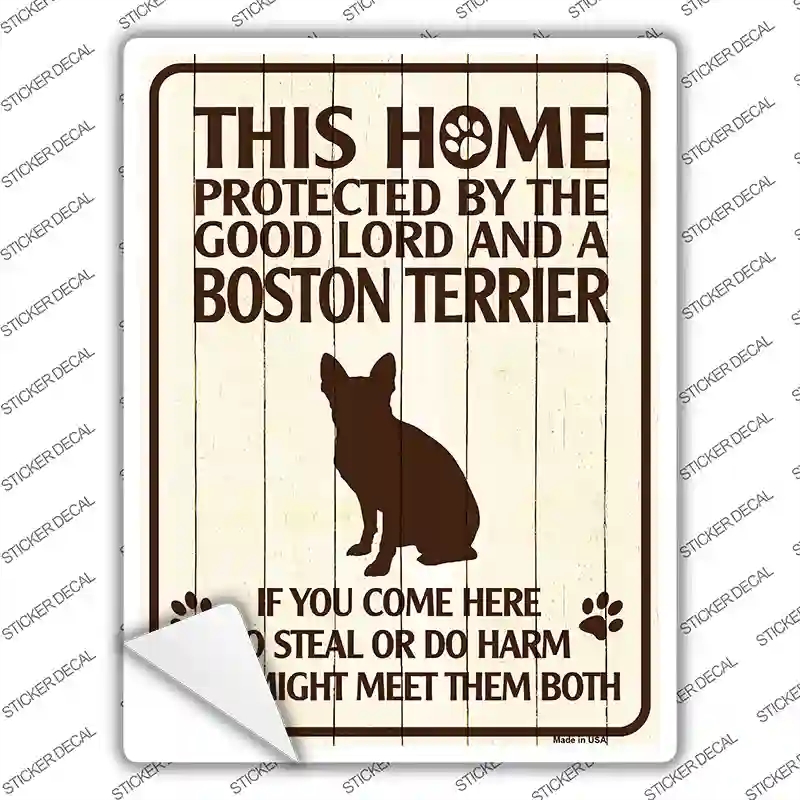P-1573s-L Boston Terrier Protected Novelty Rectangle Sticker Decal - Large