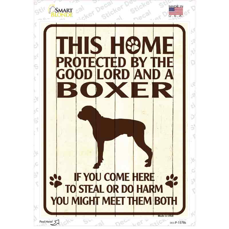P-1578s-M Boxer Protected Novelty Rectangle Sticker Decal - Medium