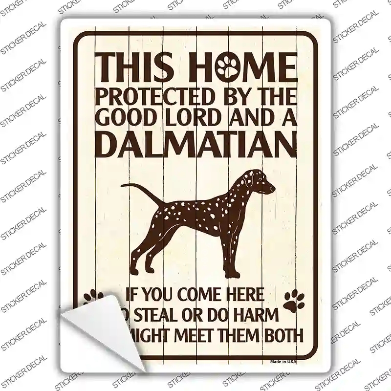 P-1678s-L Protected by A Dalmatian Novelty Rectangle Sticker Decal - Large