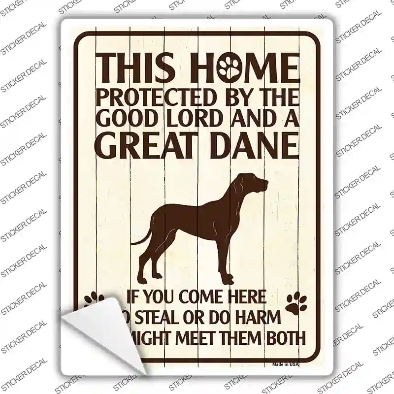P-1680s-XL Protected by A Great Dane Novelty Rectangle Sticker Decal - Extra Large