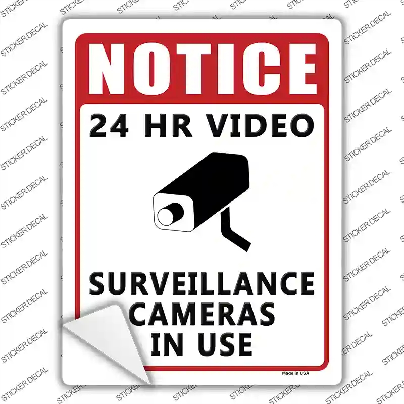 P-1701s-S Notice Video Surveillance Novelty Rectangle Sticker Decal - Small