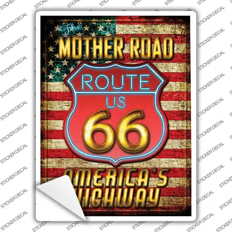 P-1704s-L Mother Road Route 66 Novelty Rectangle Sticker Decal - Large