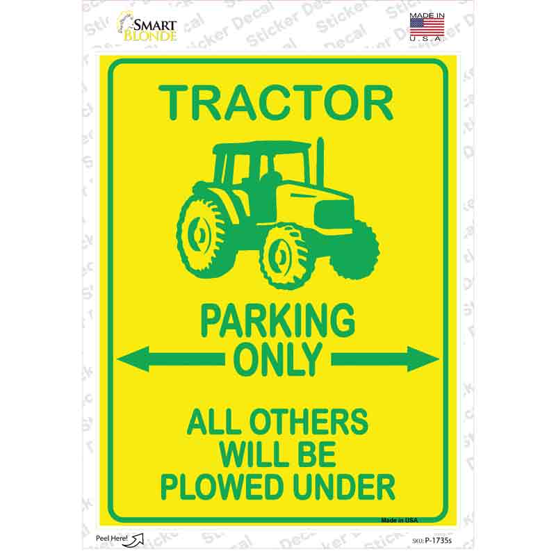 P-1735s-M Tractor Only Novelty Rectangle Sticker Decal - Medium