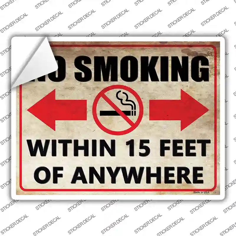 P-1785s-XL No Smoking Anywhere Novelty Rectangle Sticker Decal - Extra Large